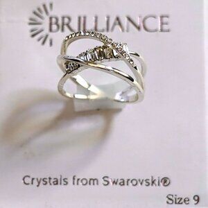 Sterling Silver with Swarovski Crystals Multiband Ring, size 9
